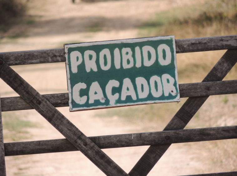Foto da placa histórica "É Proibido Caçador"